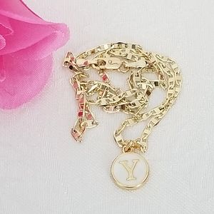 Letter Name Initial Letters Women's Necklace. 14K Gold Plated. White. …